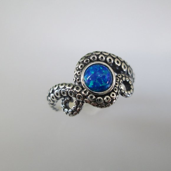 Solid Sterling Silver Opal OCTOPUS Ring>OPAL Octopus ring,925 Octopus,Octopi,925 - Picture 4 of 6